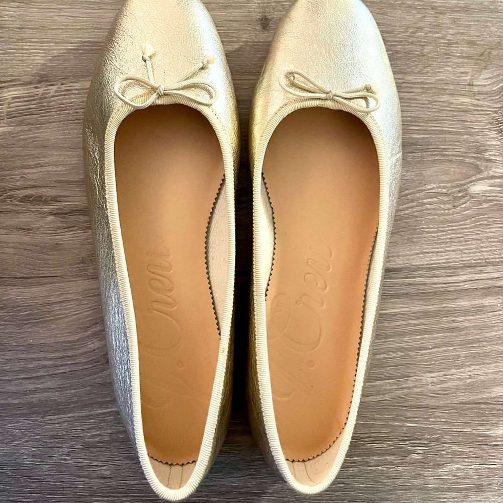 NIB J.Crew Zoe Metallic Ballet flats - Gold - Size 9.5